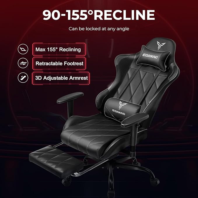 EXRACING Gaming Chair with 3D Adjustable Armrests, Cow Print Design, Ergonomic Office Chair with High Back, Computer Chair with Footrest,Comfy Diamond Stitching Sest, Game Chair for Adults