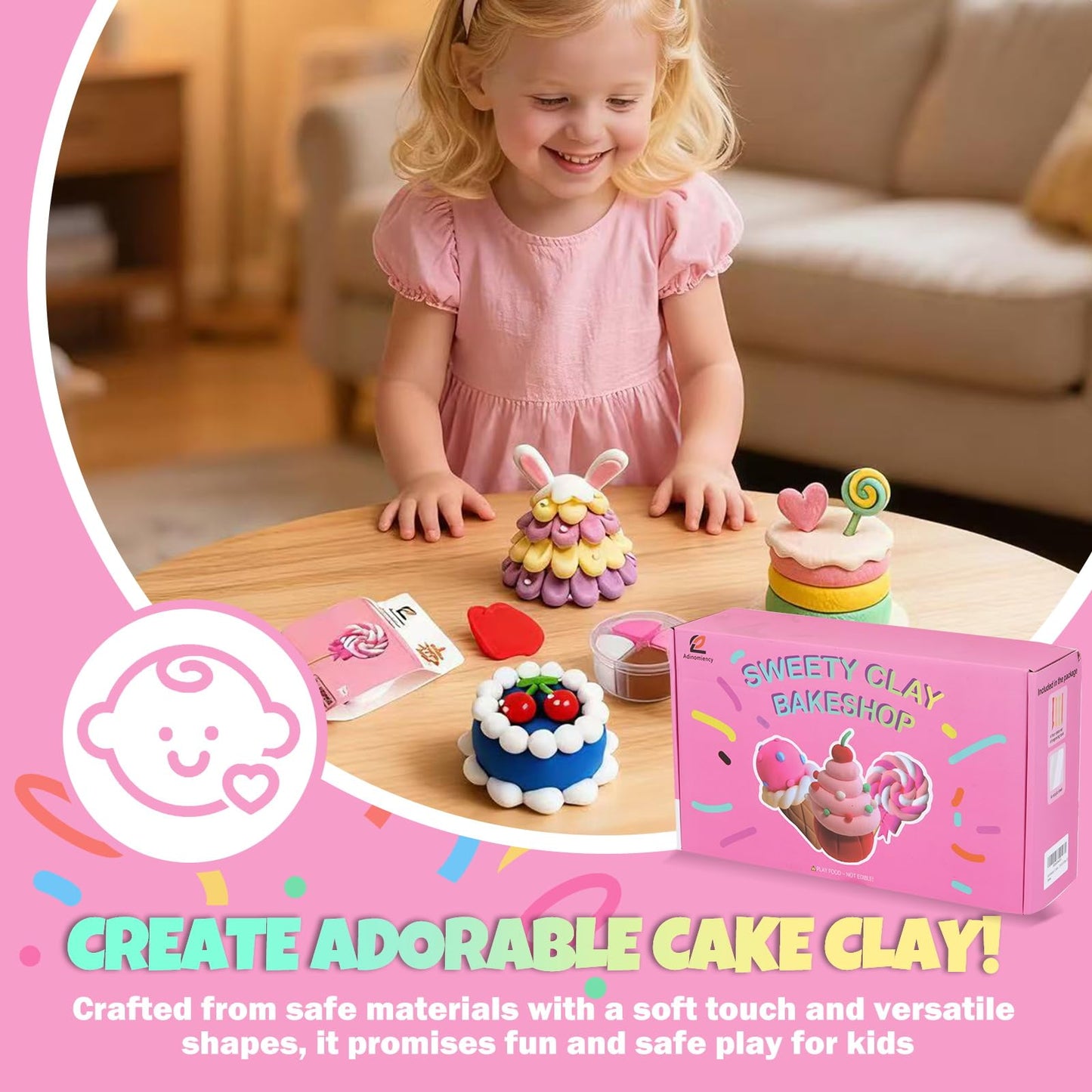 Air Dry Clay Kit for Kids | 12 Pack with 4 Colors & 12 Sculpting Guides | Non-Toxic, Easy to Use Creative Gift for Ages 3+ | Holiday Gifts, Birthday Gifts, Party Favors & Craft Supplies