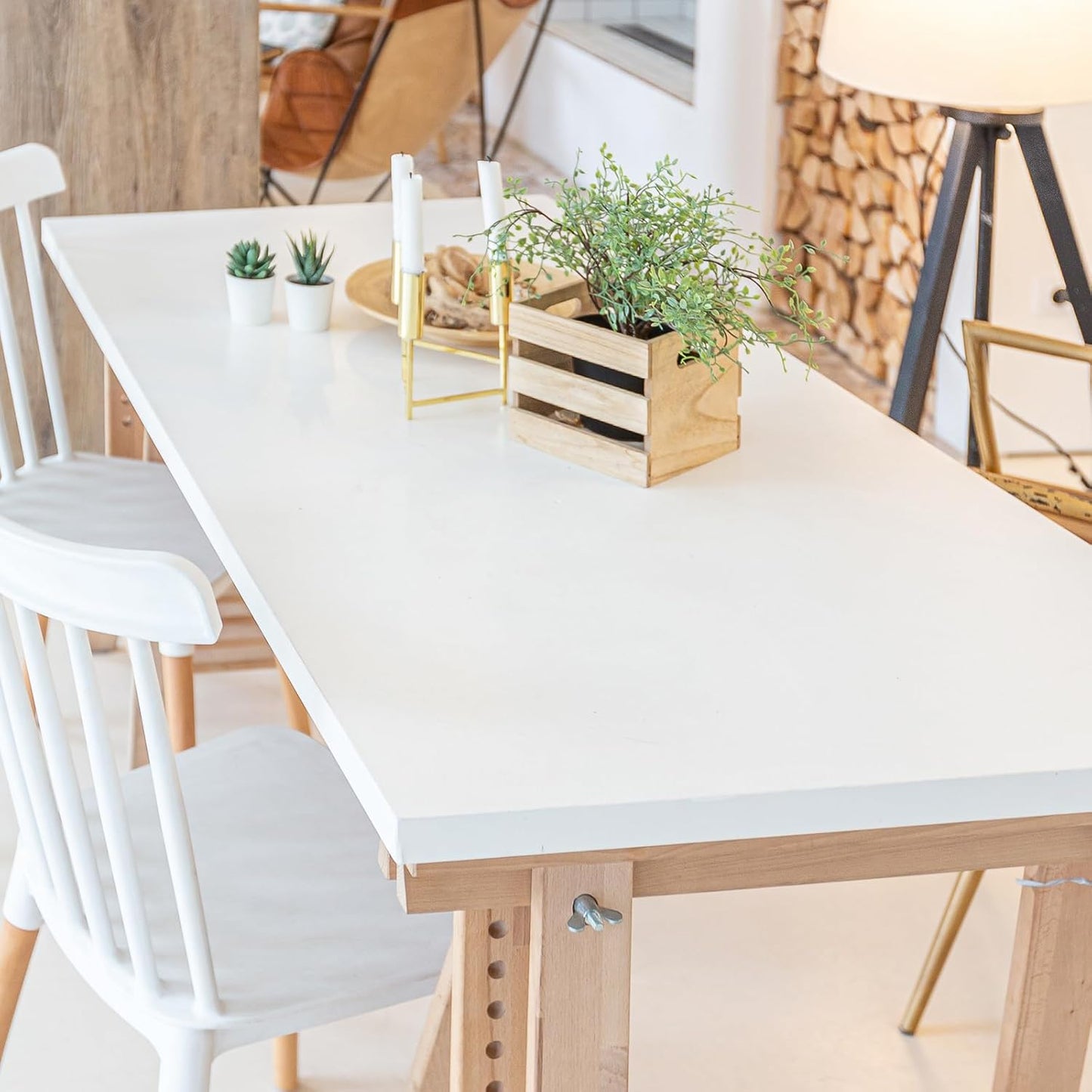 Kaboon 45x20 inch White Table Top Universal, Solid One-Piece Desktop, Reversible Melamine Countertop, Double Desks, L-Desk DIY