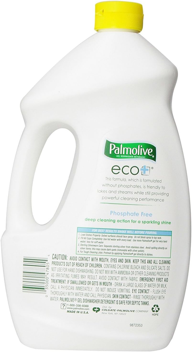 Palmolive Eco Dishwasher Detergent Gel, Lemon Splash - 45 ounce (Pack of 3) - Packaging May Vary