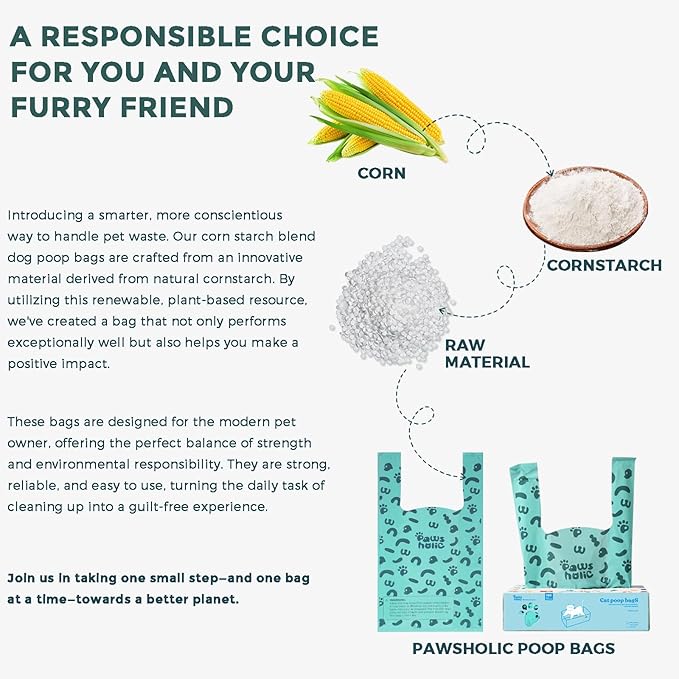 Cat Litter Disposal Bags and Dog Poop Bags with Handle, 360 Counts, Lavender Scented,Corn Starch Based Extra Thick and Guaranteed Leak Proof Poop bags for Kitty and Doggy