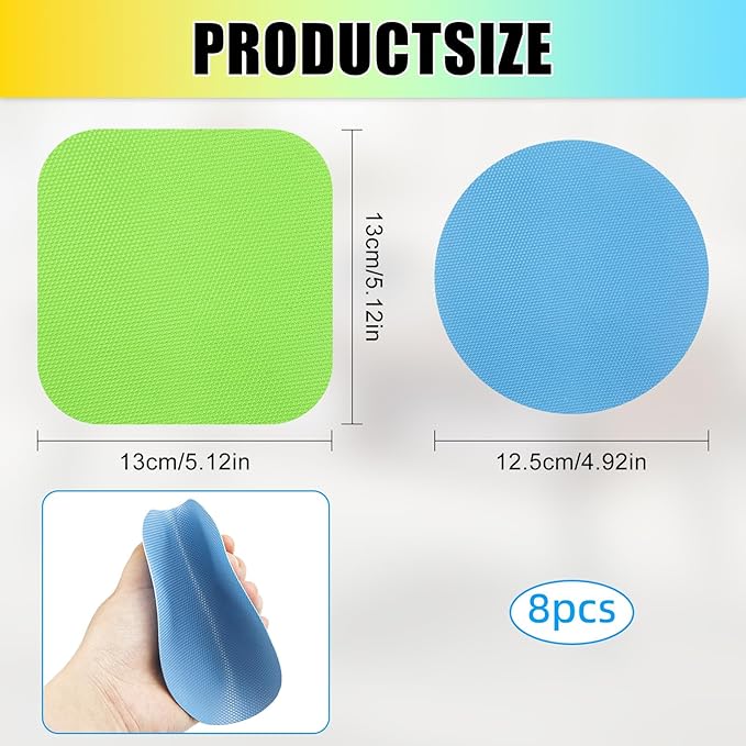 8PCS Silicone Jar Opener Grippers, Rubber Jar Opener Pads, Round & Square Jar Lid Openers for Weak Hands & Arthritis, Bottle Cap Grips