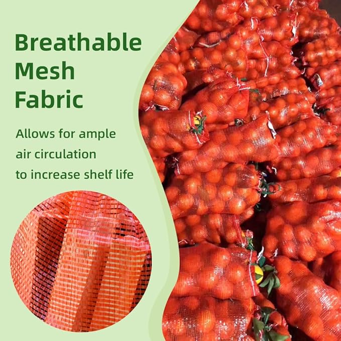 50pcs Extra Large Mesh Produce Bags 60 lbs Reusable Onion Sacks Vegetable Storage Bags Washable Net Bag 21” x 32” for Onion Potato Firewood Crawfish, Pack of 50