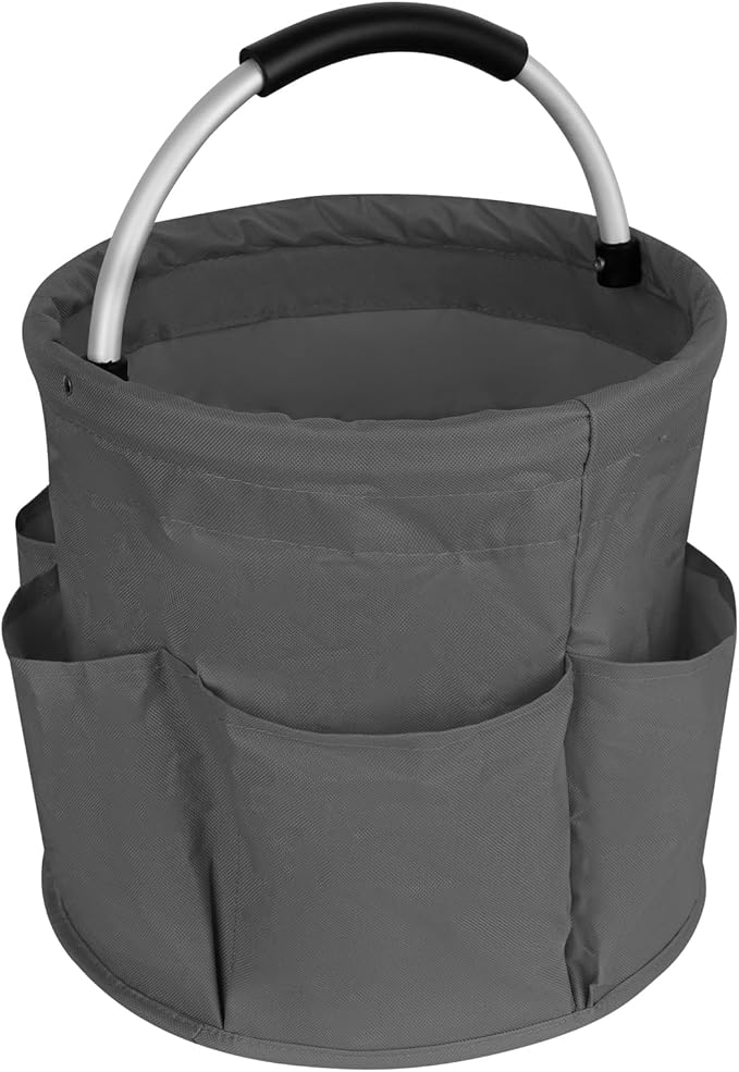 Cleaning Caddy with Handle, 17L Gardening Bucket, Cleaning Supply Caddy, Foldable Tool Storage Basket for Storing Towels (Black)
