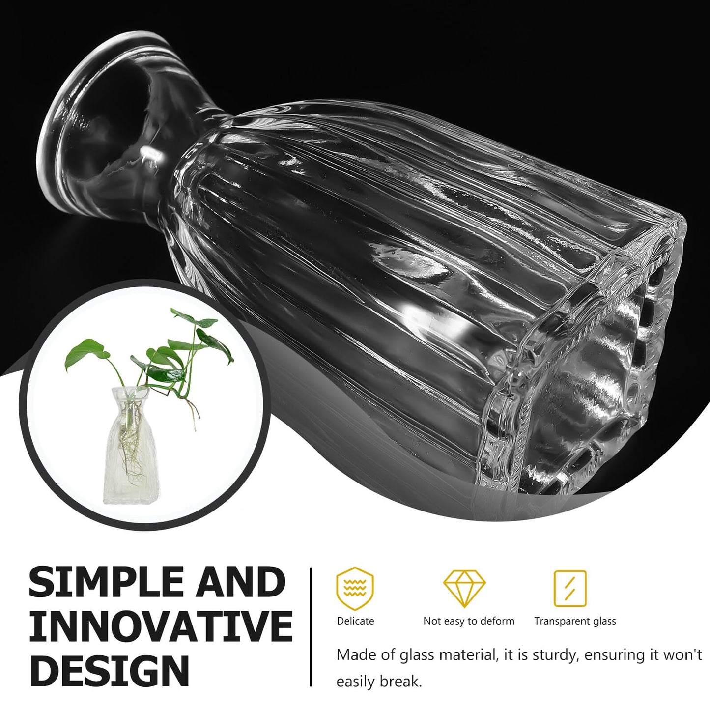 Zerodeko 4pcs Glass Hydroponic Flower Vases Small Desktop Indoor Glass Bud Vases for Home Decor and Terrarium Plant Arrangement