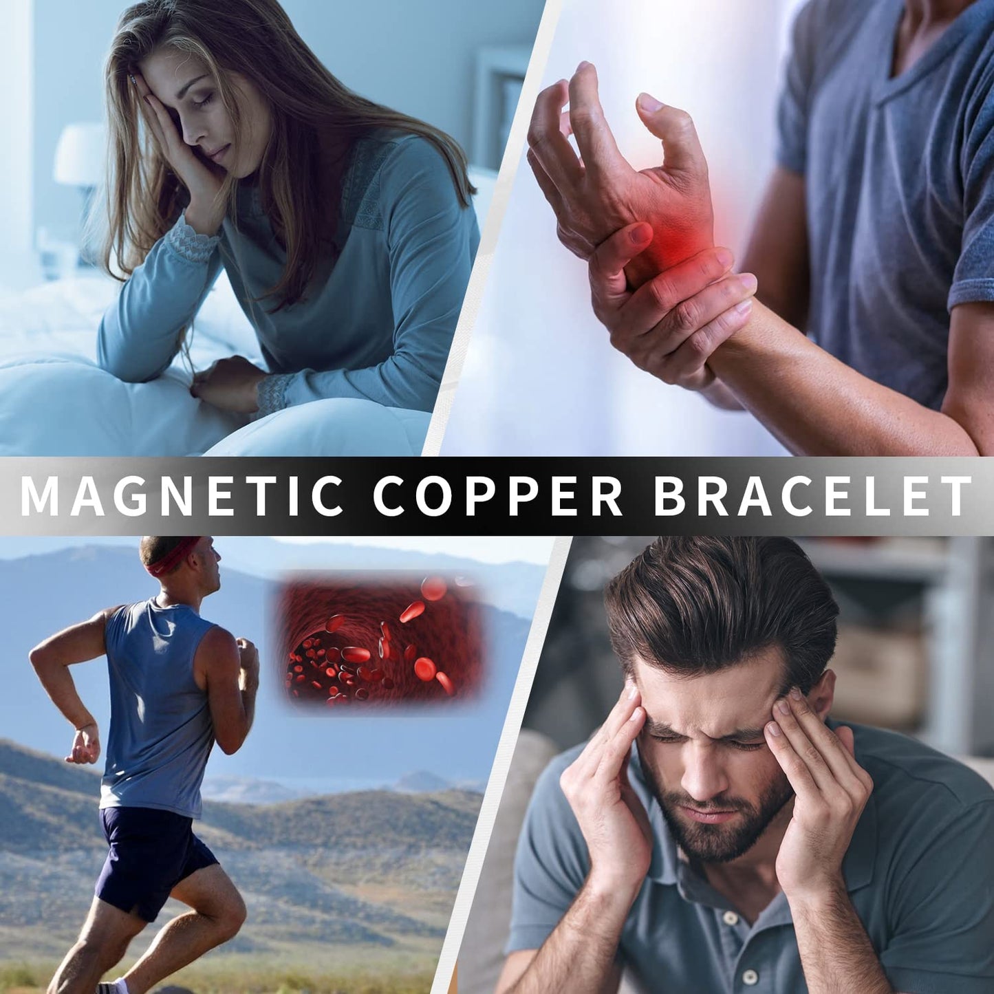 MagEnergy 3X Magnetic Copper Bracelet for Men, 99.99% Pure Copper Magnetic Bracelets with Ultra Strength Magnets, Adjustable Wristband with Sizing Tool Jewerly Box