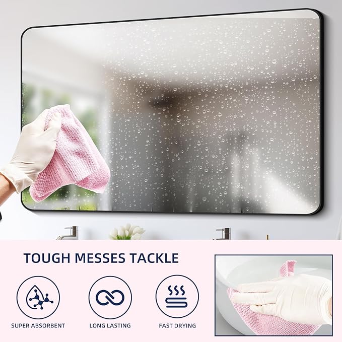 Microfiber Cleaning Cloth Roll - 85 Pack, Tear Away Microfiber Towels, 12" x 12", Reusable, Washable, Streak Free, Ultra Absorbent Dish Rags for Car, Home, Garage or Shop (Pink)