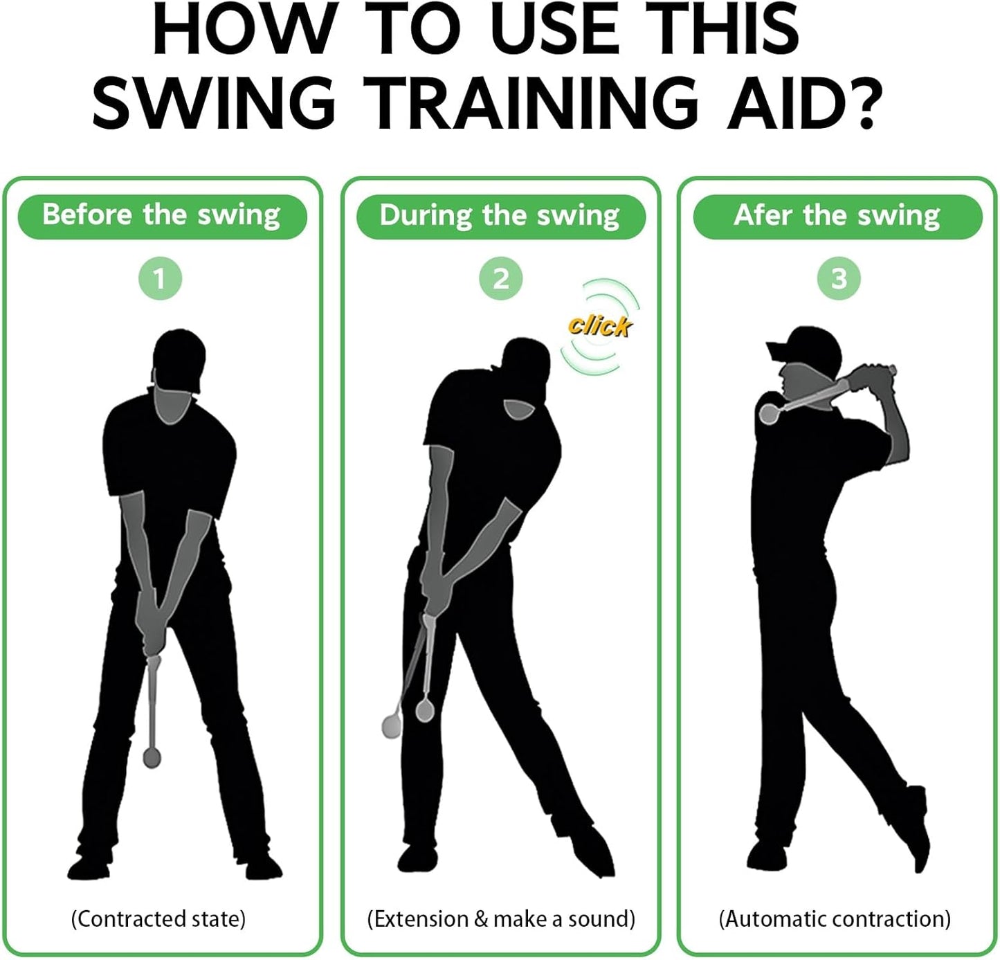Retractable Golf Swing Training Aid - Golf Swing Trainer, Portable Grip Trainer for Indoor & Outdoor Practice, Improving Strength