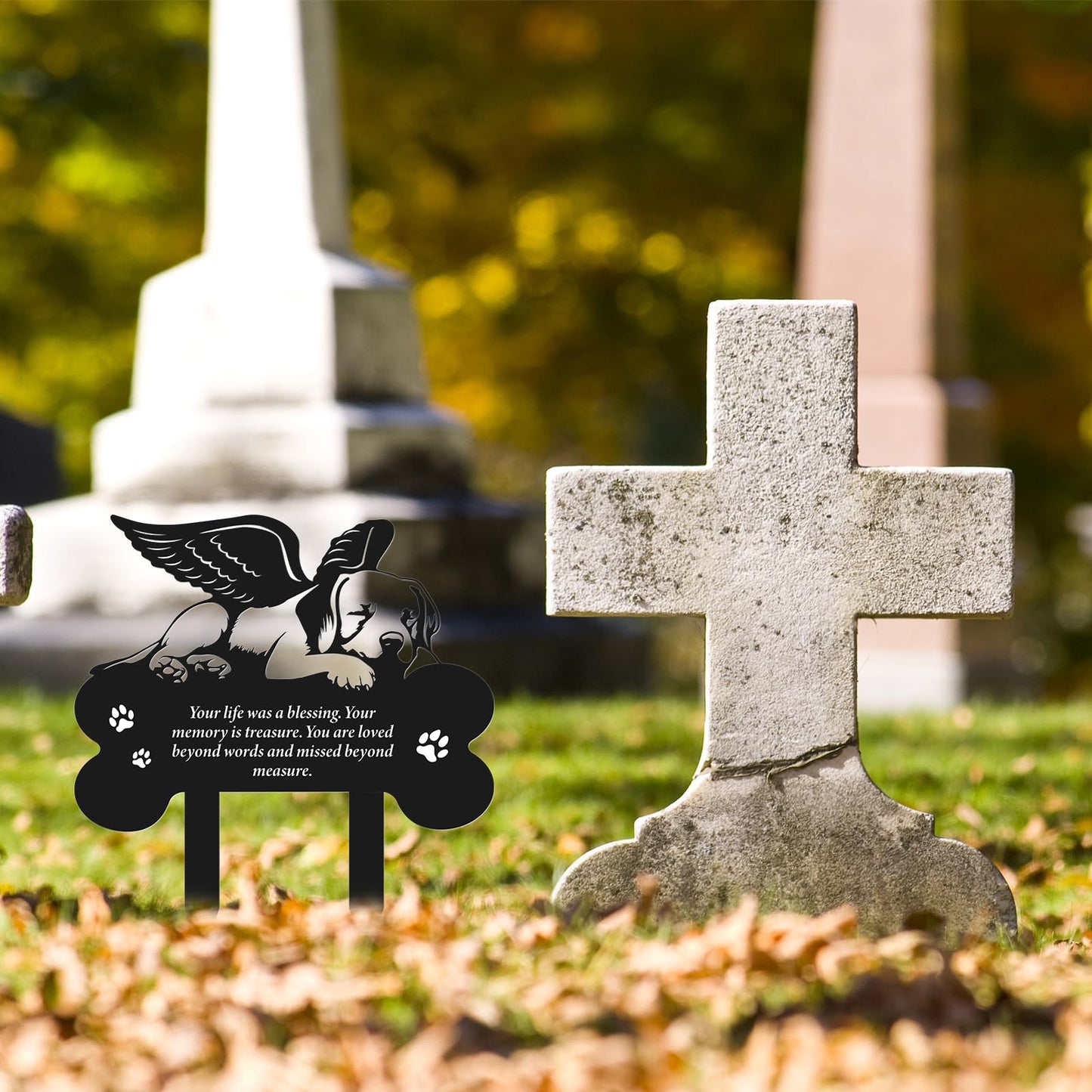 Rngmsi Metal Pet Grave Markers Dog, Dog Memorial Grave Markers Outdoor, Garden Plaque Decorations for Cemetery Pets (8 X 12 Inches)