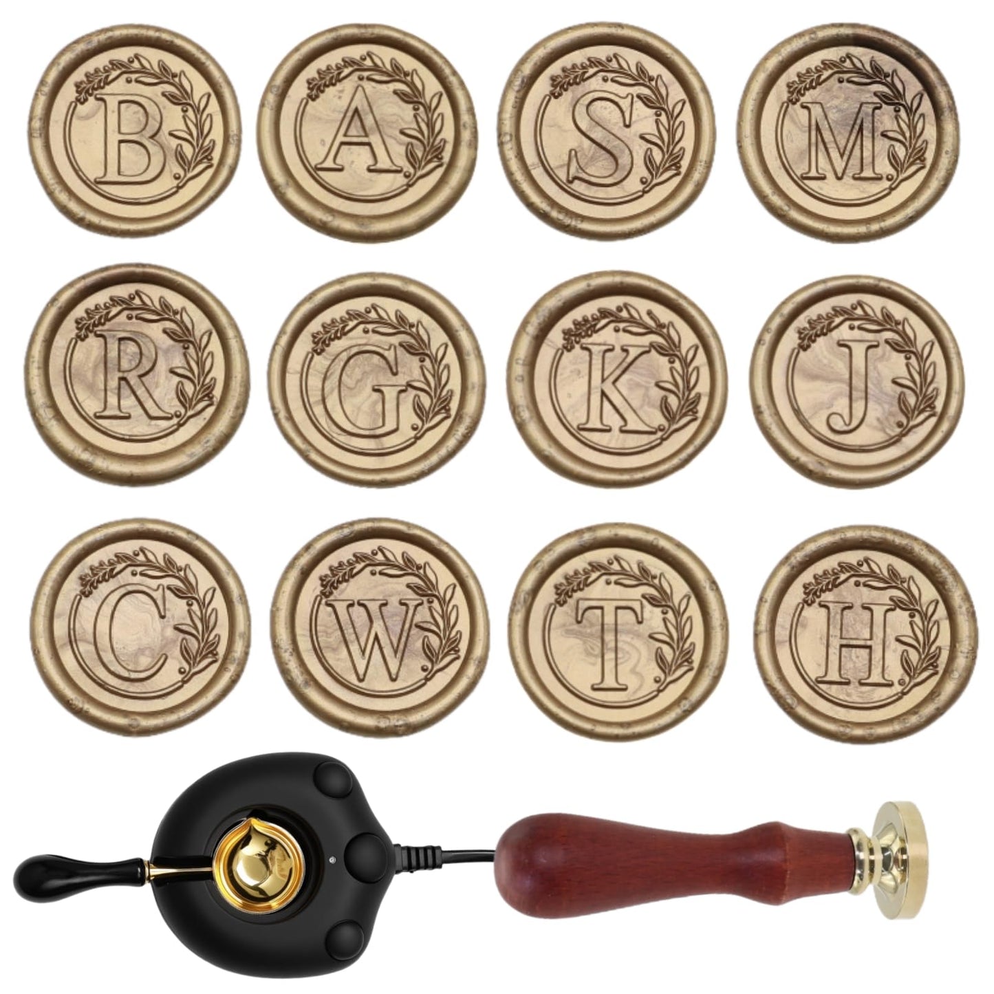 732 Pcs Sealing Wax Stamp Kit with Electric Wax Seal Warmer, Initial Alphabet R Seal Stamp, Waxseal Beads, Spoon, Letter Sealingwax Stamp Kit (R)