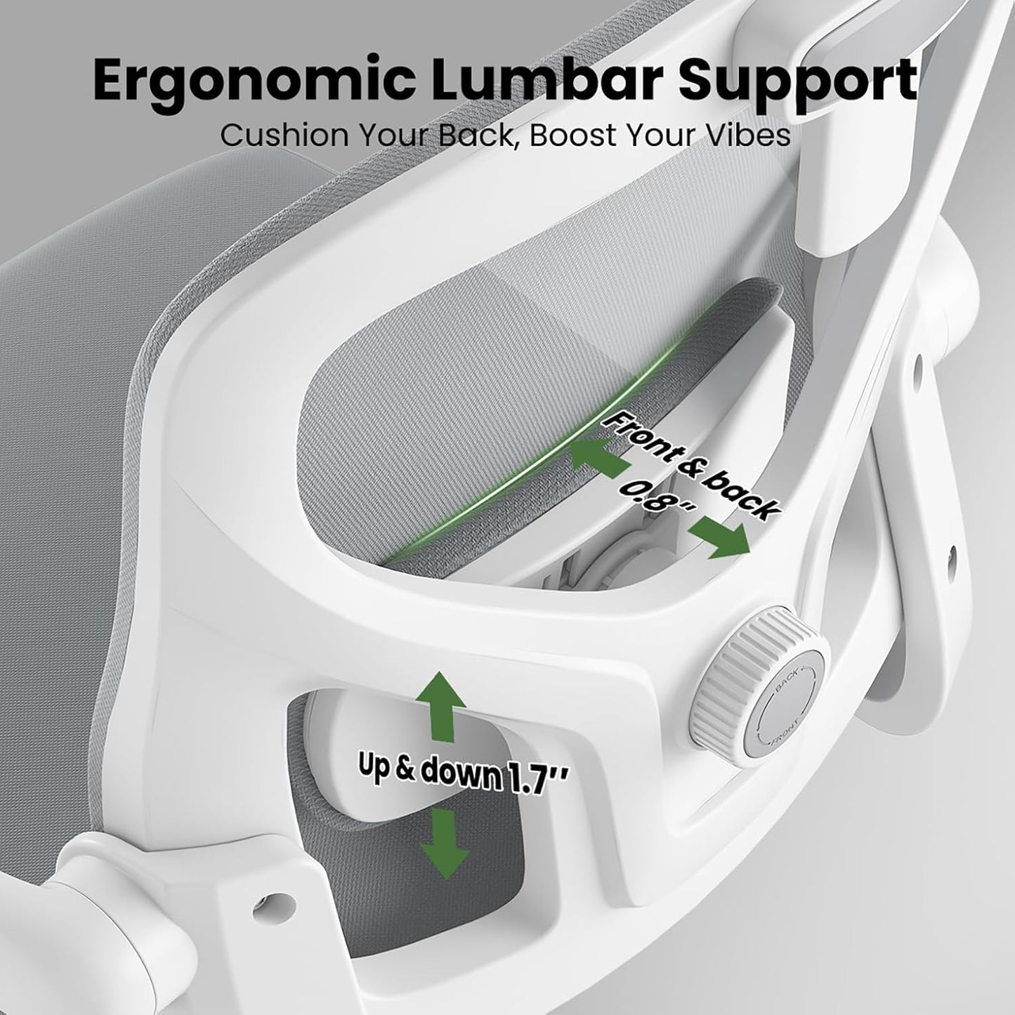 Ergonomic Office Chair, Comfy Home Office Chair High Back Computer Chair with Headrest, Adjustable Back Support, Flip-Up Arms, 90-120° Tilt and Wide Cushion, Up to 300lbs, Grey+White