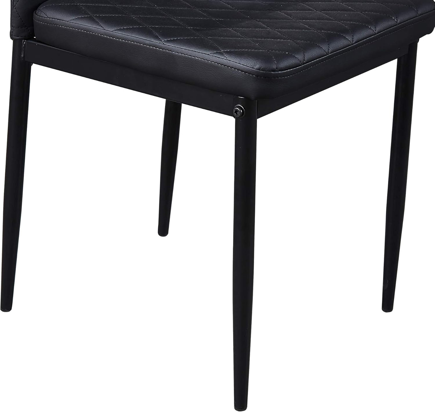 JT Modern Minimalist Dining Chair Fireproof Leather Sprayed Metal Pipe Diamond Grid Pattern Restaurant Home Conference Chair Set of 4 Or 6 (6, Black)