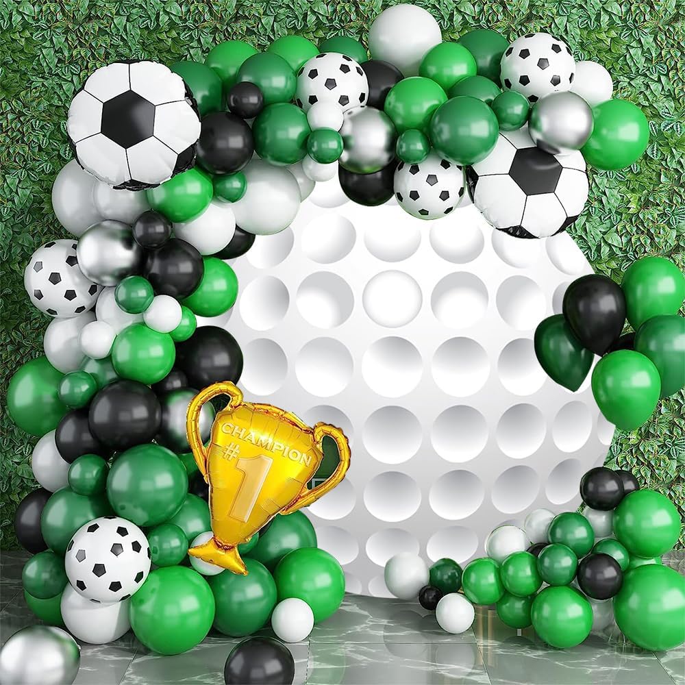 Laeacco 5.5x5.5ft Golf Theme Round Backdrop White Golf Ball Circle Backdrop Cover Golf Sports Themed Birthday Photo Background for Men Women Birthday Sports Match Games Club Party Portrait Booth Props