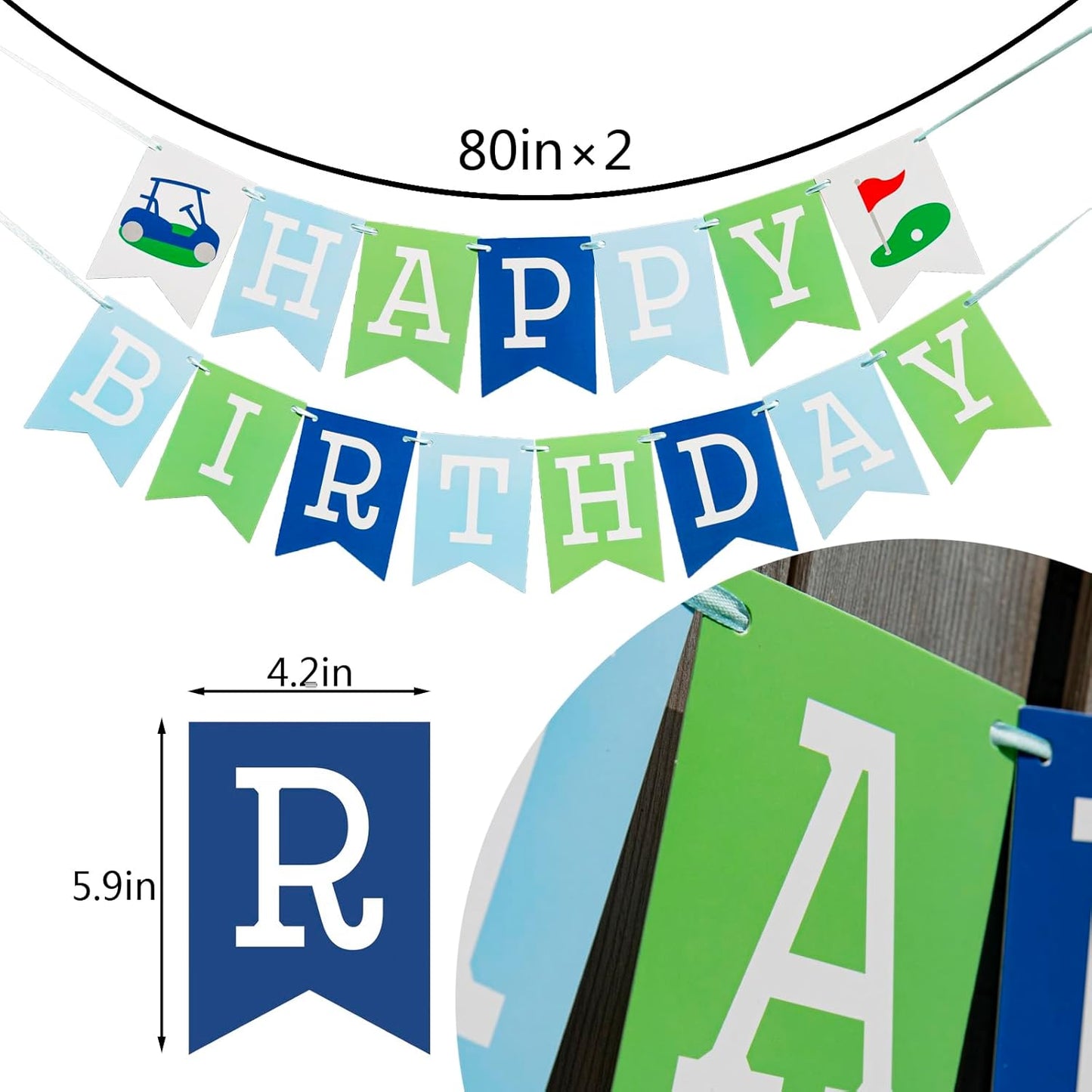 Golf Happy Birthday Banner - Happy Birthday Decorations, Golf Themed Party Supplies, Sport Theme Banner, Sports Themed Party Decoration, One Groovy Birthday garland