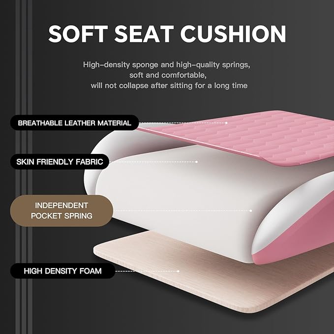 Gaming Chair with Footrest, High Back Gaming Chairs PVC Leather Ergonomic Gamer Chair with Adjustable Headrest Lumbar Support Racing Style Video Gaming Chair for Office/Home (Pink)