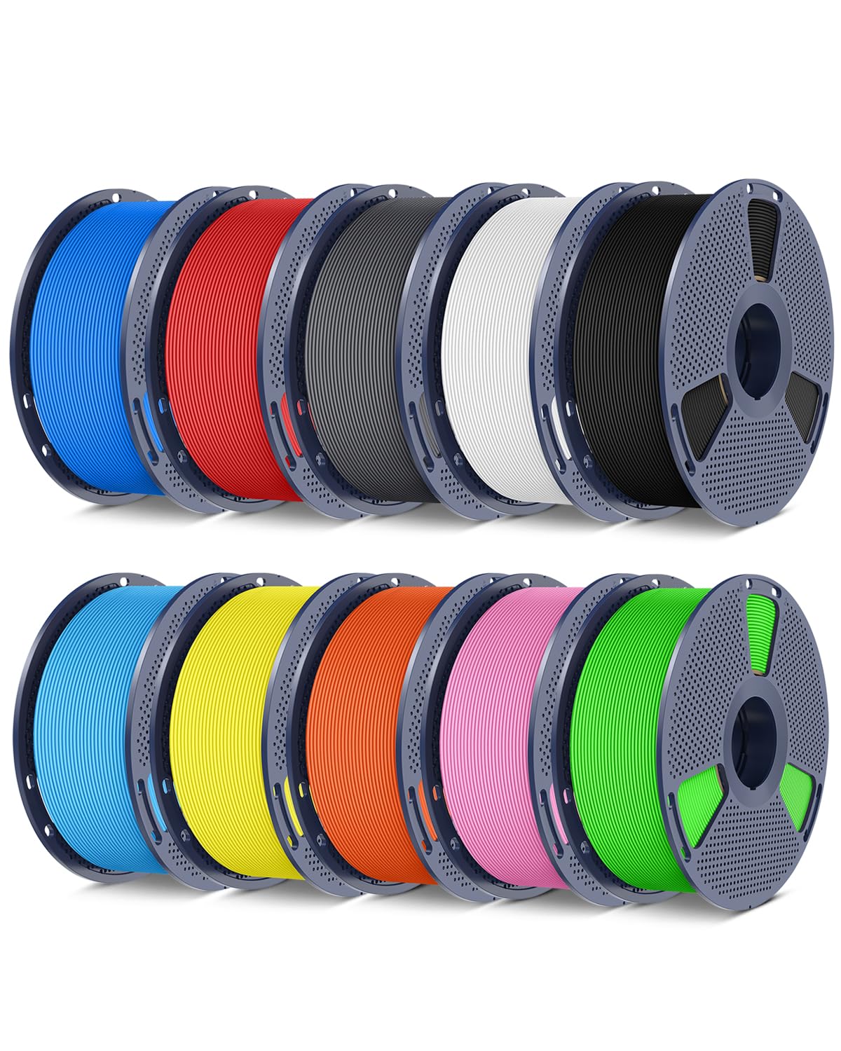 SUNLU PETG Filament 1.75mm, 10KG Bundle, Less Stringing, Good Layer Adhesion, 1kg per Spool, Pack of 10, 10 Colors, Black+White+