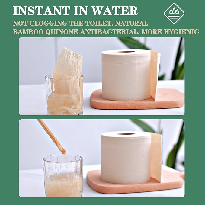 Bamboo Toilet Paper, 4-Ply, 18 Rolls, 200 Sheets Per Roll, Total 3600 Sheets, Unbleached, Sustainable and Tree Free, Soft, Strong, Earth-Friendly