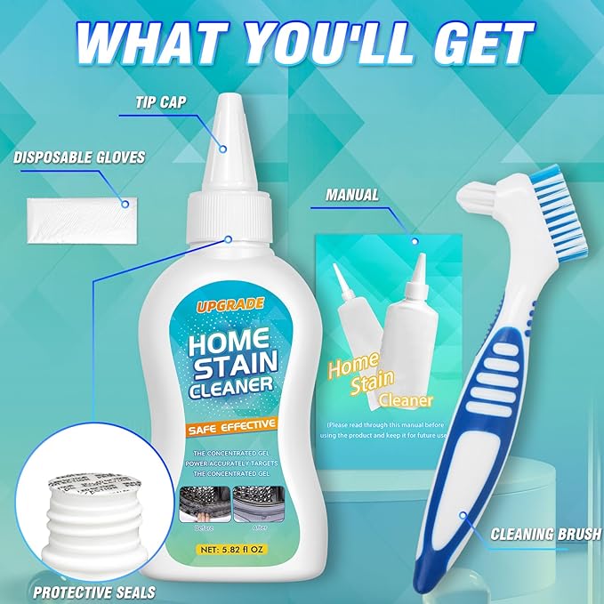 Mold Stain Cleaner Gel, All-Purpose Gel for Home Use on Washing Machine Gasket, Bathroom Grout, Sink, Shower, Caulk, and Front Loader Seal (2, 5.82 Fl oz)