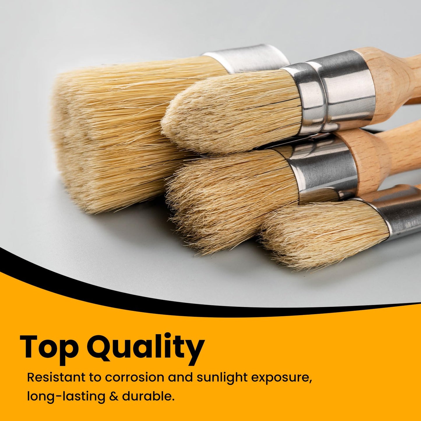 YiBaiBrush Chalk and Wax Paint Brush Furniture Set of 4, Small Round and Large Oval Brush with Natural Bristles, Perfect for Painting or Waxing Furniture, Ideal for Home Decor