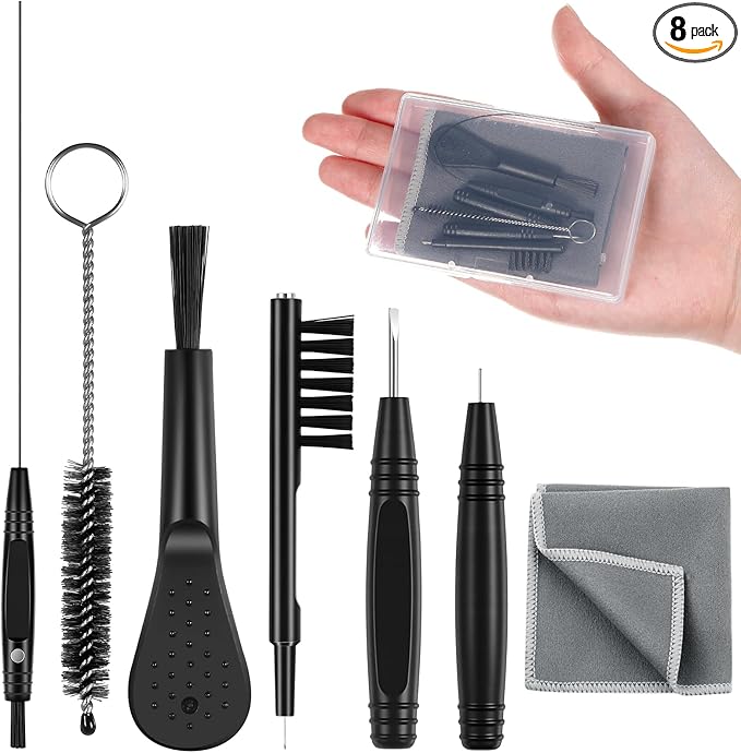Patelai 8 Pieces Hearing Aid Cleaning Kit Multi Functional Hearing Aid Brush Cleaning Tools for Earbuds, Headphones, Amplifiers with Wax Loop and Magnet Set with Case, Gifts for Relatives