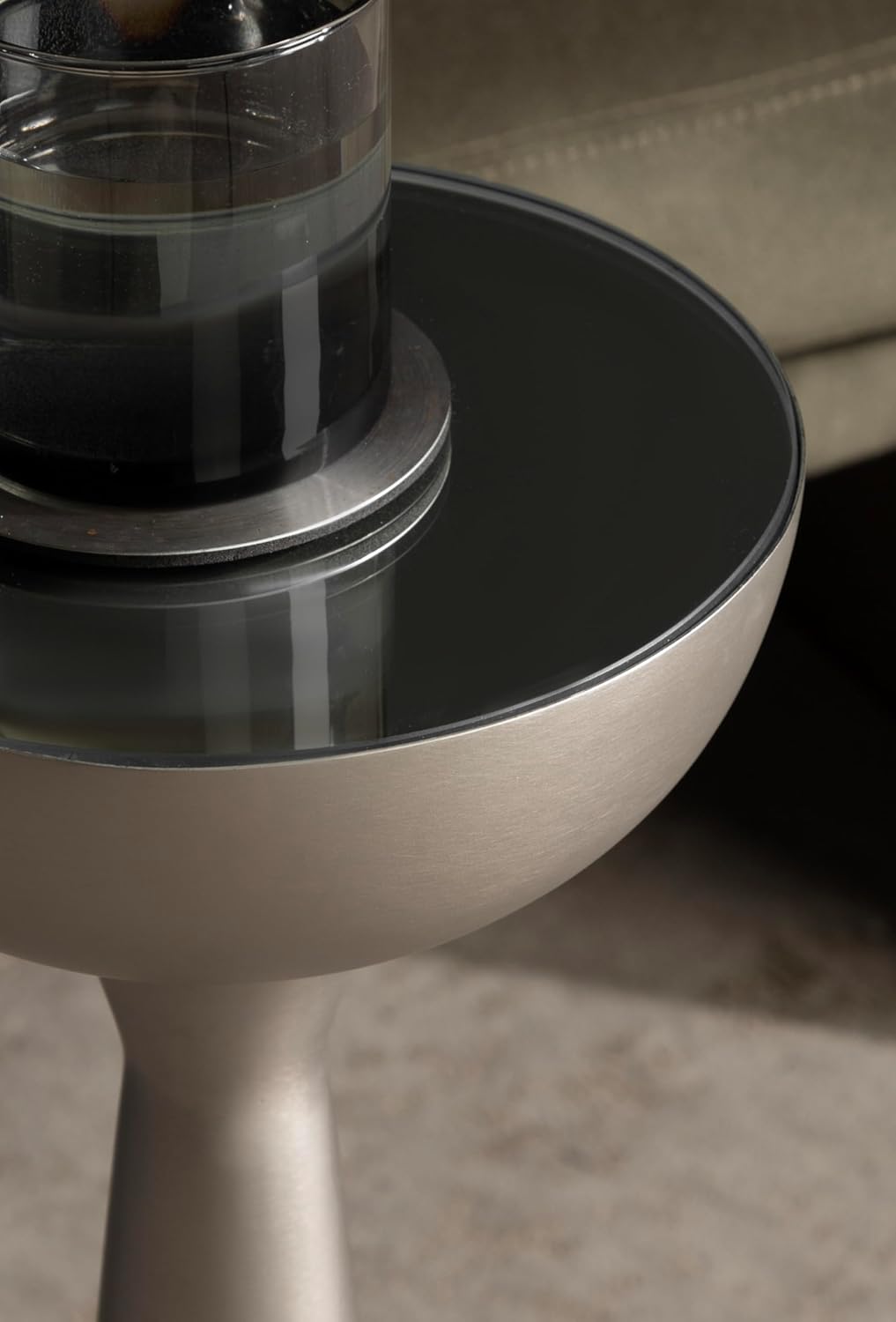 Kate and Laurel Chandon Mid-Century Sophisticated Drink Table; 8 x 8 x 23; Antique Nickel; Glam Sculptural Plant Pedestal Table for Use as Antique Mini Table or Bathtub Accent Table