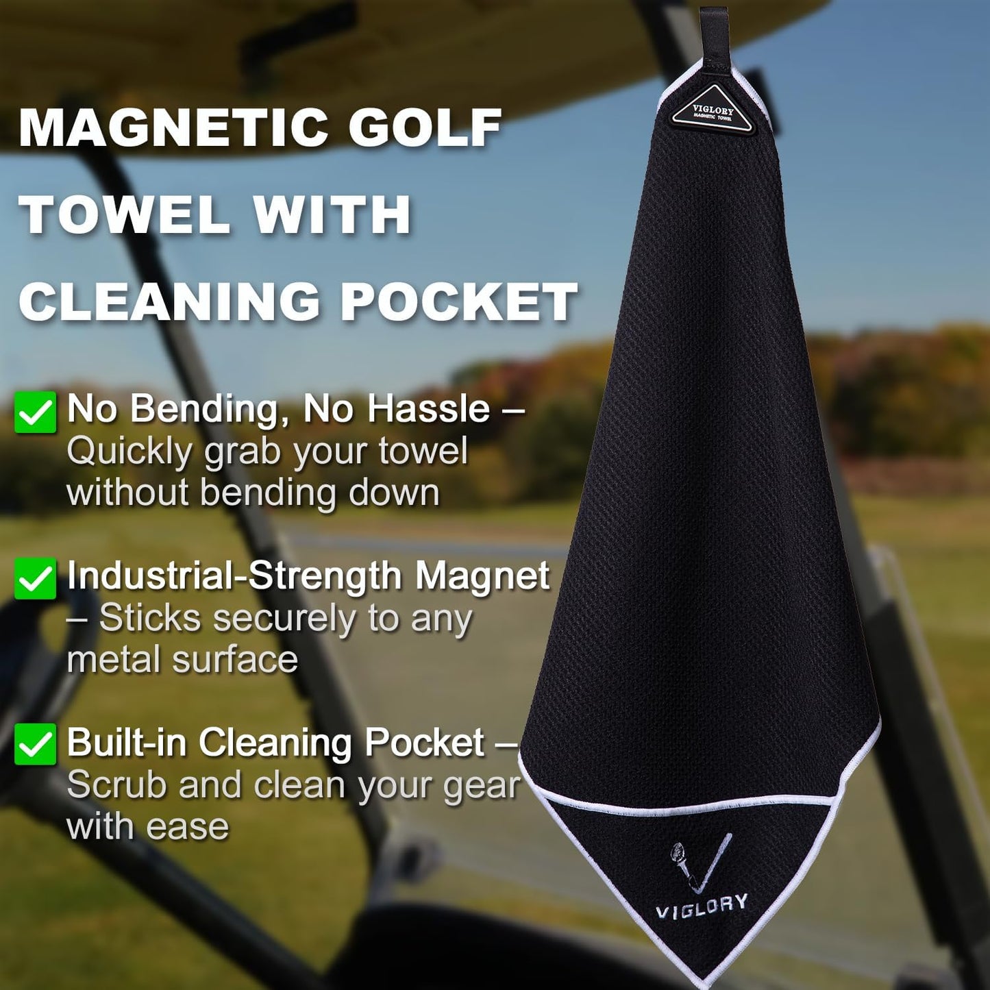 Magnetic Golf Towel for Bag 18" x 18" with Clip Exclusive Cleaning Pocket Microfiber Waffle Ultra Absorbent Club Ball Cleaner Essential Golf Accessories and Gifts for Women(Purple 1 Pack)