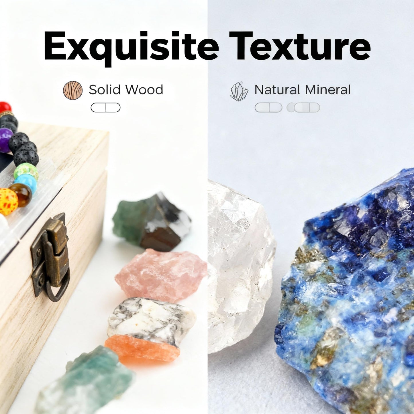 Healing Crystals Set – 12 Raw Chakra Stones & Selenite Stick&Obsidian bracelet | Unpolished Natural Crystals for Energy Balance, Meditation, Yoga, Reiki | Includes Wooden Box, Spiritual Gifts