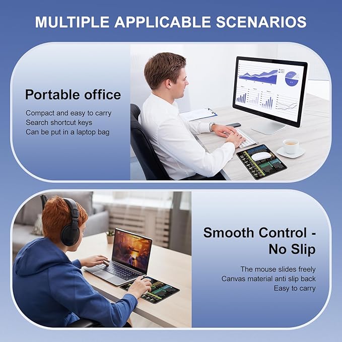 Excel Mouse pad—11.8 * 9.8inch Portable Size |Contains 5 Excel Function modules, FN Shortcut Keys and Practical Relaxation Exercises，Work、Study、Gaming Mouse pad
