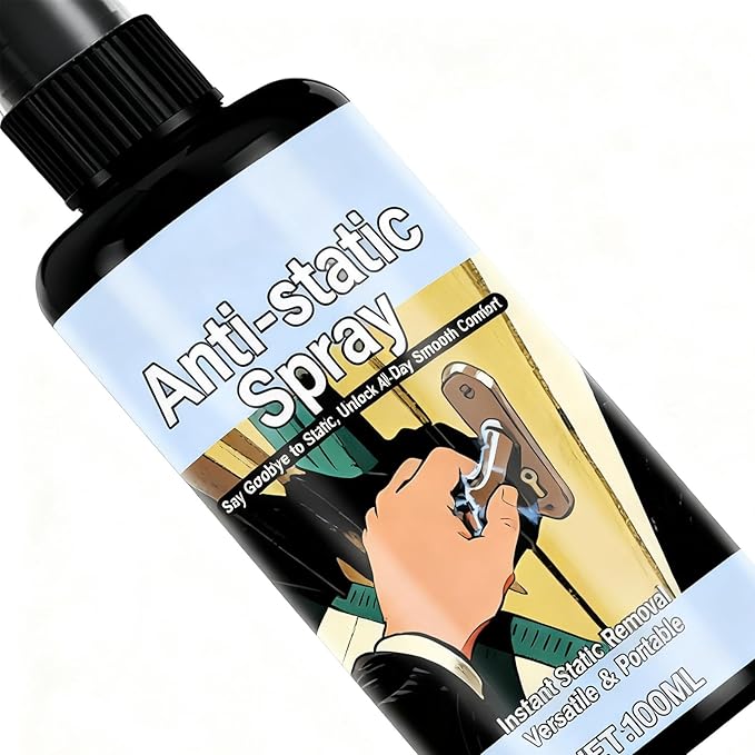 Anti-Static Spray, 100ml Clothing and Hair Mist for Women, Prevents Static on Hair, Clothes, Shoes, Travel, Home, Furniture, Bed, Couch, Ironing, and Laundry