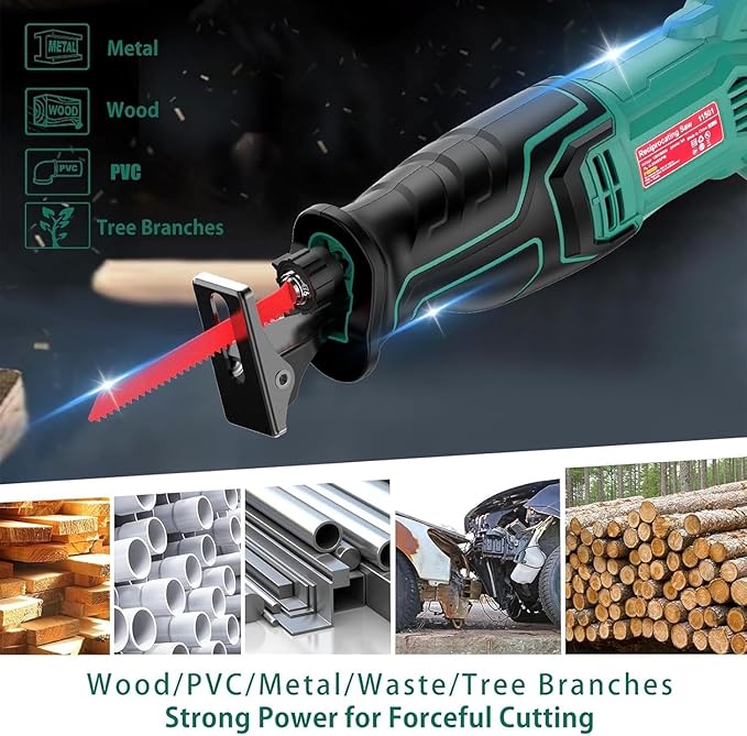 HYCHIKA Heat Gun,Orbital Sander 3.8Amp 450W,Reciprocating Saw,180W Rotary Tool,30W LED Work Light,5-Tool Power Tool Set Combo Kit