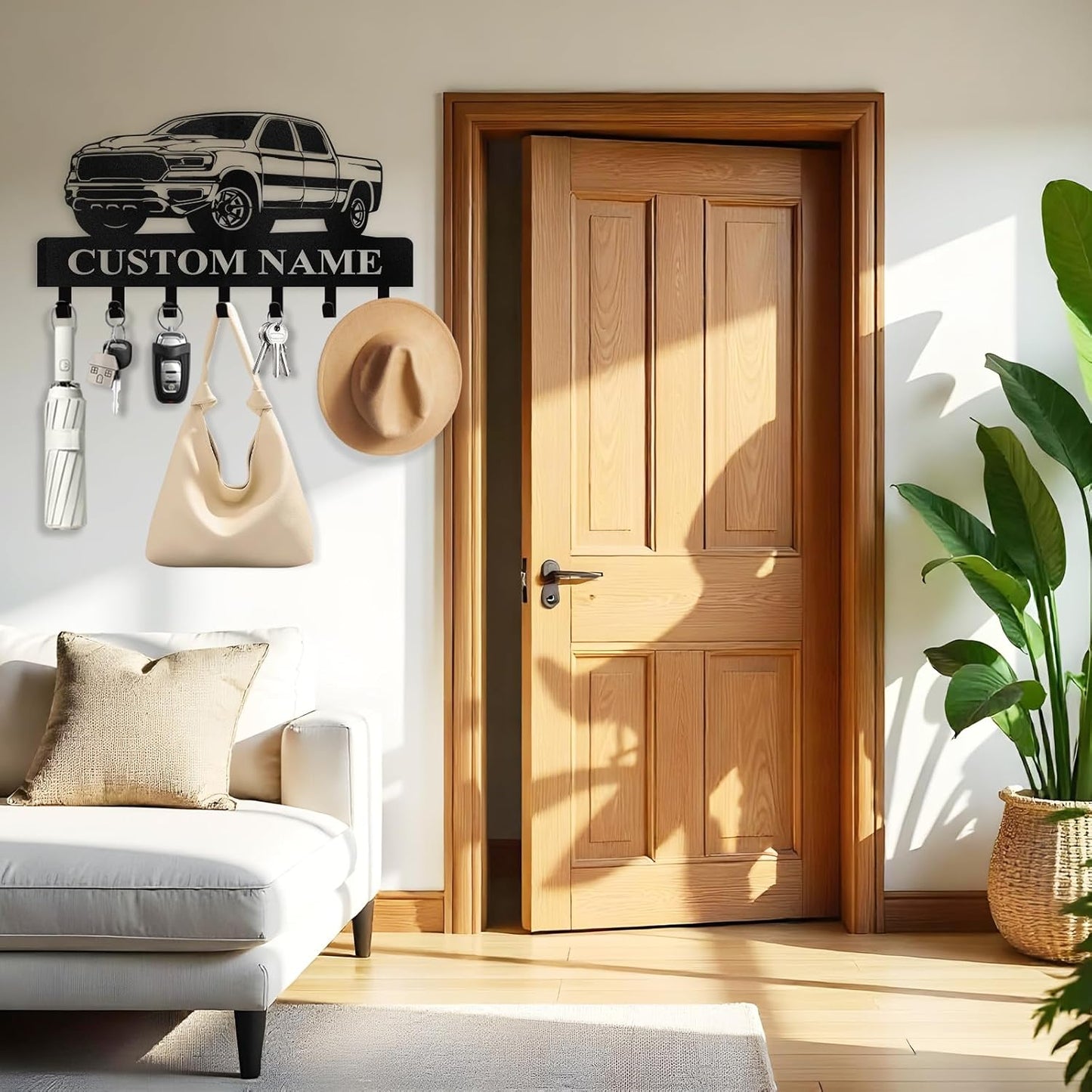 Personalized Key Holder Wall Mount - Custom Car Key Holder for Wall, Metal Coat Rack Hook Organizer, Wall Metal Decor for Living Room Hallway Office, Home Decor, Housewarming Gifts