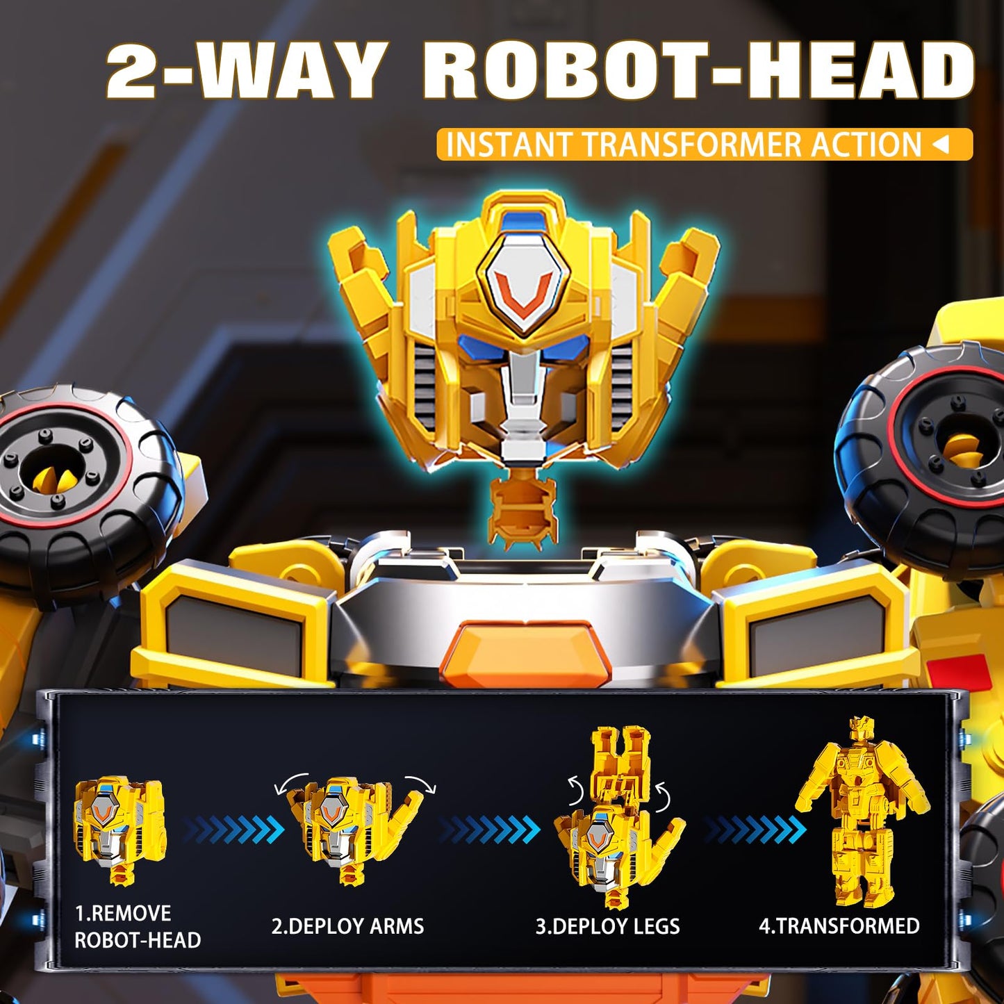 Bloomsmary 5-in-1 Transforming Construction Trucks Toys for Boys 3-6, STEM Building Vehicles Action Figures with Weapons for Child Age 4-7 – Toddler Robot Car Playset for Kids Birthday Gift