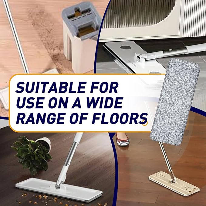 10PCS Mop Replacement Pads Compatible with JOYMOOP Flat Mop - 13'‘×4.9" Washable Pads,Suitable for Wet/Dry Floor，Reusable Washable Mop Pads for Floor Cleaning