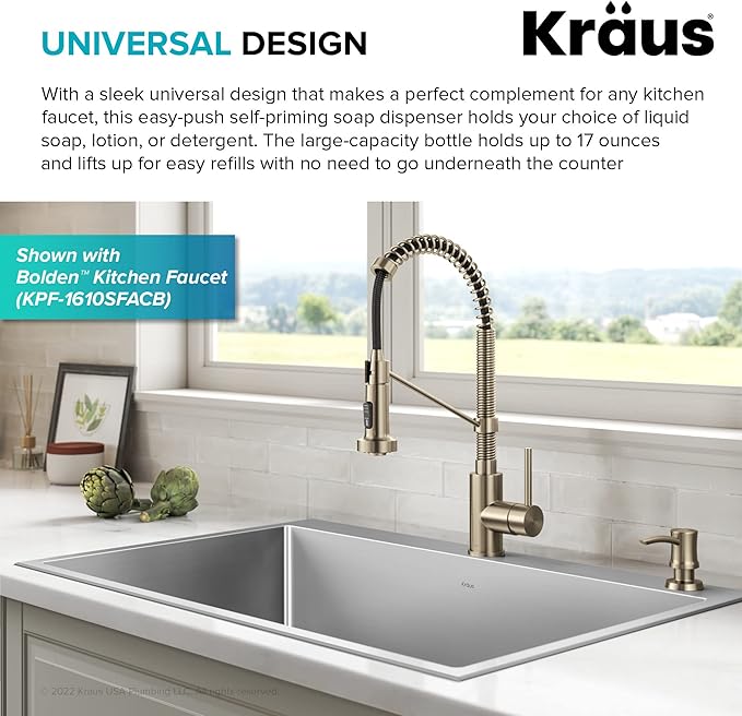 KRAUS Kitchen Soap and Lotion Dispenser in Spot Free Antique Champagne Bronze, KSD-54SFACB