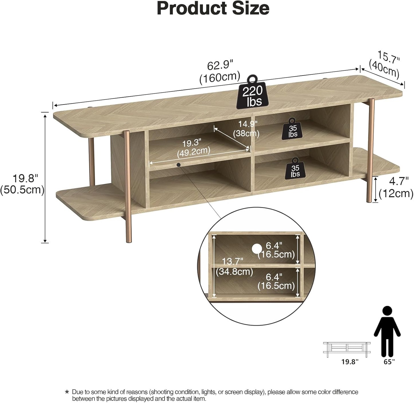 Giluta TV Stand for TV up to 75 Inch, Wood TV Cabinet with Open Storage, Entertainment Center TV Console Table, Coffee Table for Living Room (Light Oak)