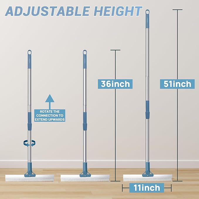 7 in 1 Carpet Rake for Pet Hair Removal with 51” Adjustable Pet Hair Removal Broom for Rugs, Mats and Couch