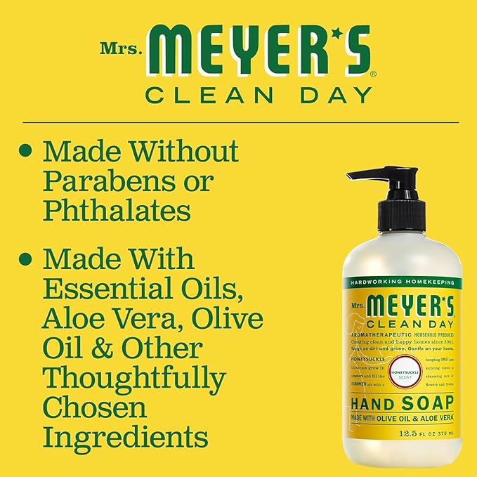 Mrs. MEYER'S CLEAN DAY Liquid Hand Soap Variety Pack 12.5 OZ Each, 3 Count (Geranium + Honeysuckle + Rosemary)