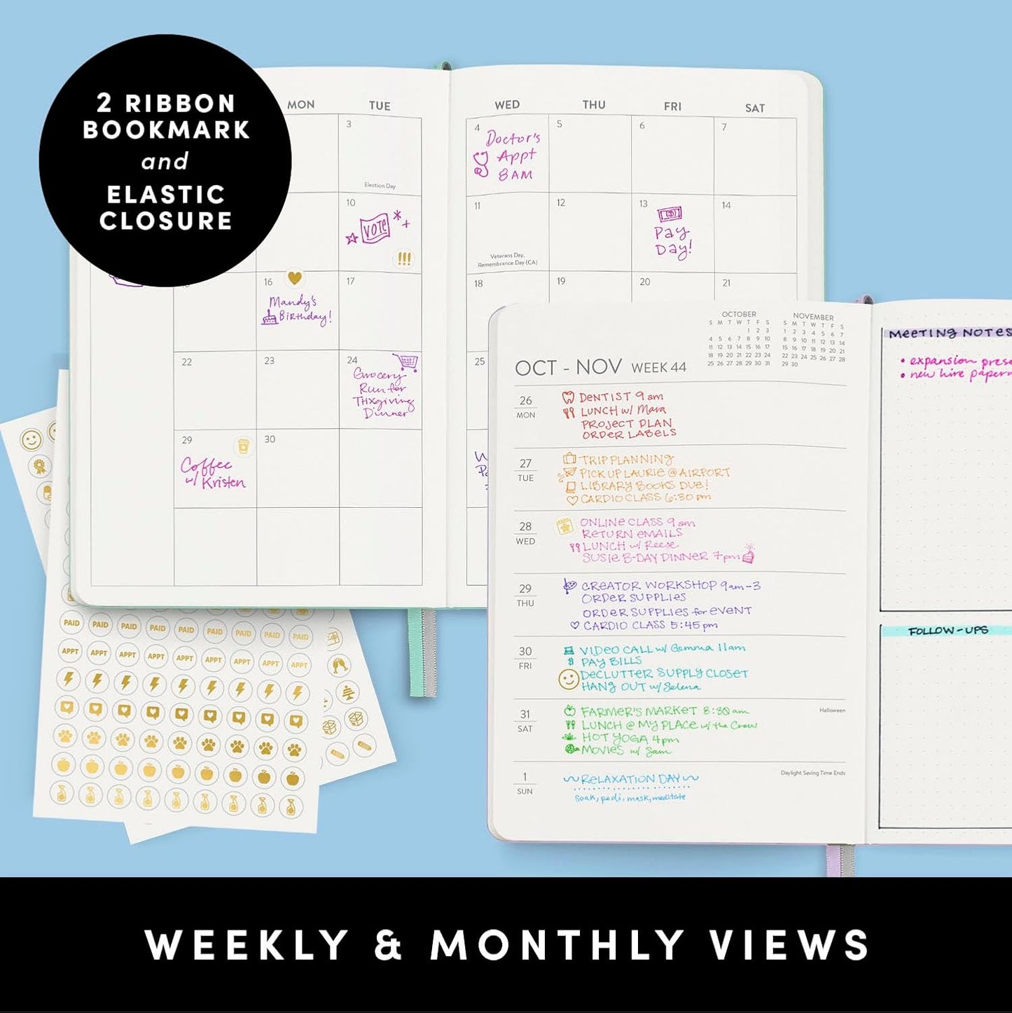 PAPERAGE 2026 Weekly & Monthly Planner, 12 Months (January 2026 - December 2026), 5.6 in x 8 in, Hardcover 2026 Planner with Weekly & Monthly Spreads, Note Pages, Stickers & Back Pocket – Red