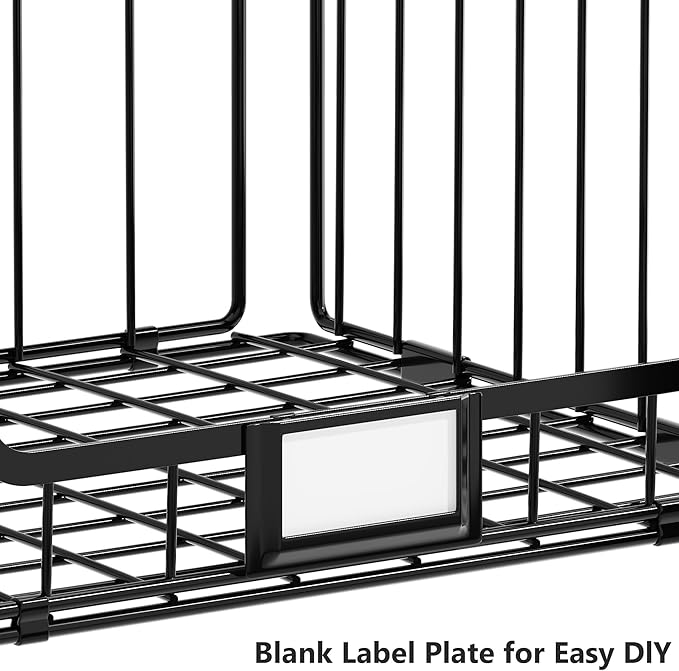 4-Tier Stackable Closet Organizers and Storage, Clothes Shelf Organizer, Foldable Wire Basket Bins, Sweater Storage for Closet and Pantry,11.8" D x 15.7" W, Black