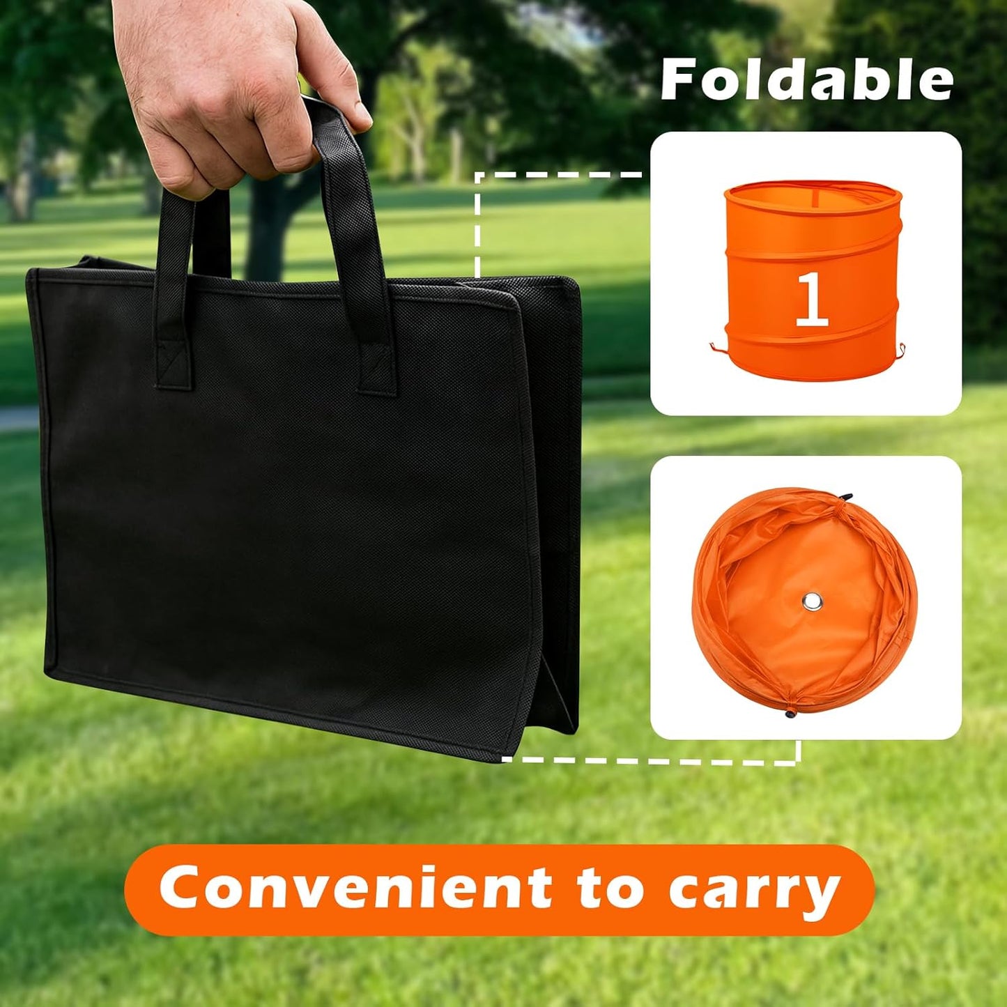 Orange 3PCS Backyard Golf Game, Set with:3Pop-Up Holes + 3 Flags + 6 Tee Boxes + 3 Game Balls + 1 Carrying Bag + 3 Connecting Ropes + 1 Scoreboard + 2 Clubs + 3 Golf Balls + 1 Manual,Outdoor