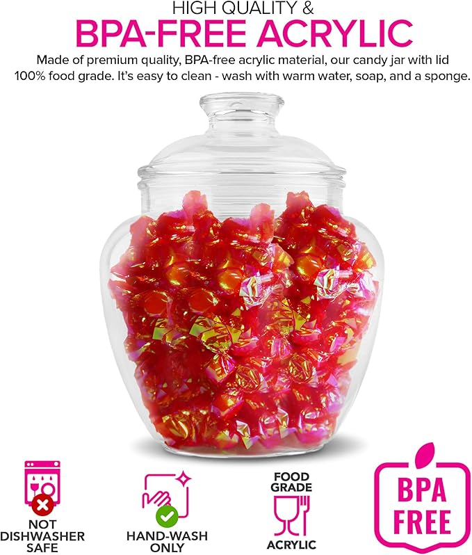 Modern Innovations 80-Ounce Candy & Cookie Jar with Lid, Premium Acrylic Clear Apothecary Jar, Wedding & Home Décor Centerpiece, Cookie, Candy, Decorative Kitchen Storage Jar, Bathroom Organization