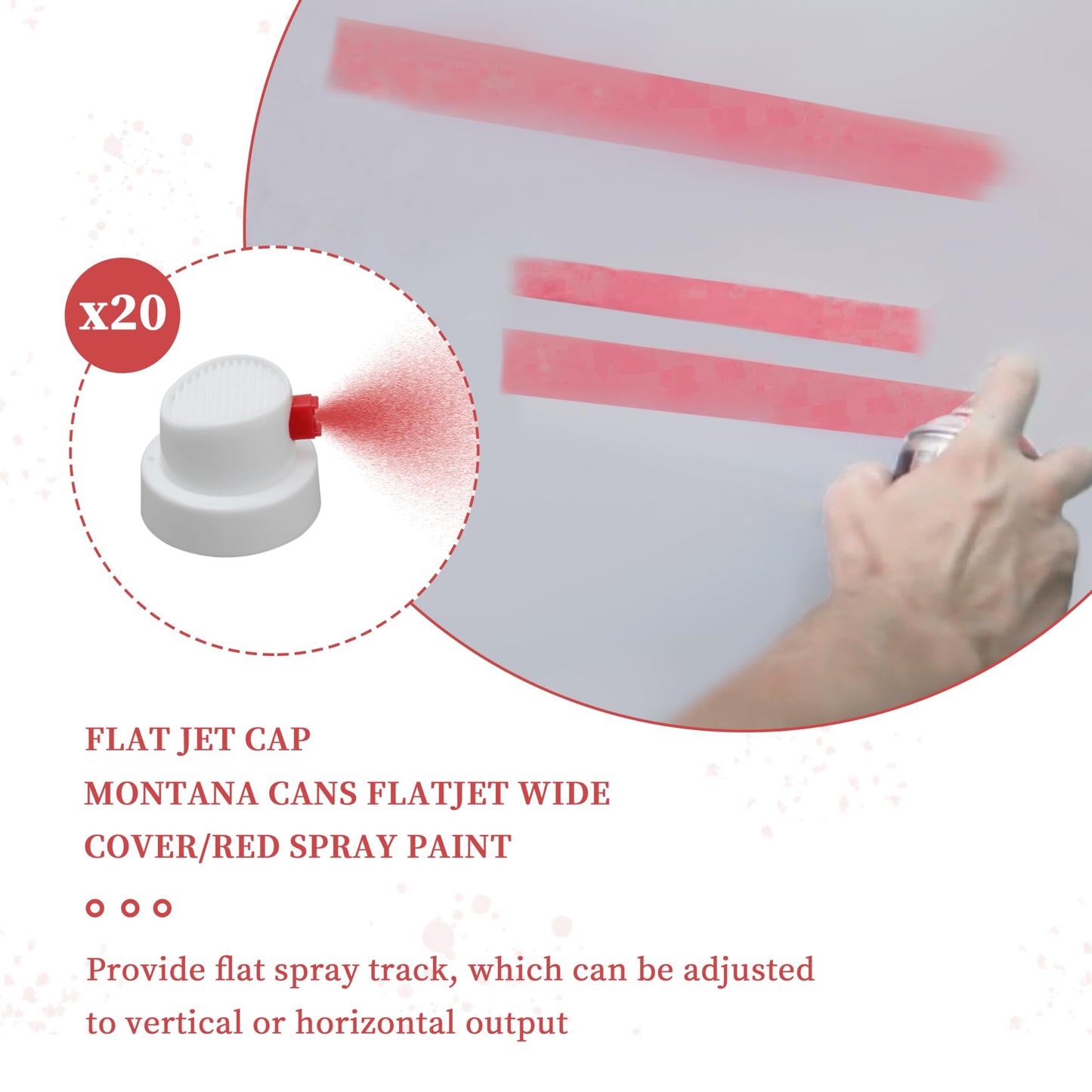 AOQIVIS Montana Cans Flatjet Cap Wide Spray Paint Nozzles for Spray Cans,Pack of 20 Graffiti Art Supplies Montana Caps red