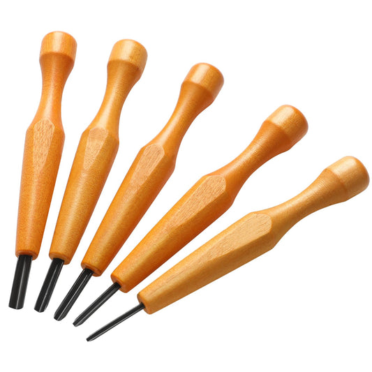 WILLBOND 5 Pcs Linocut Carving Tools Set - Triangular Linoleum & Wood Carving Knife Chisel V Shaped Tools for Linocut Printmaking & Woodcarving (1.5mm, 2mm, 3mm, 4mm, 5mm)