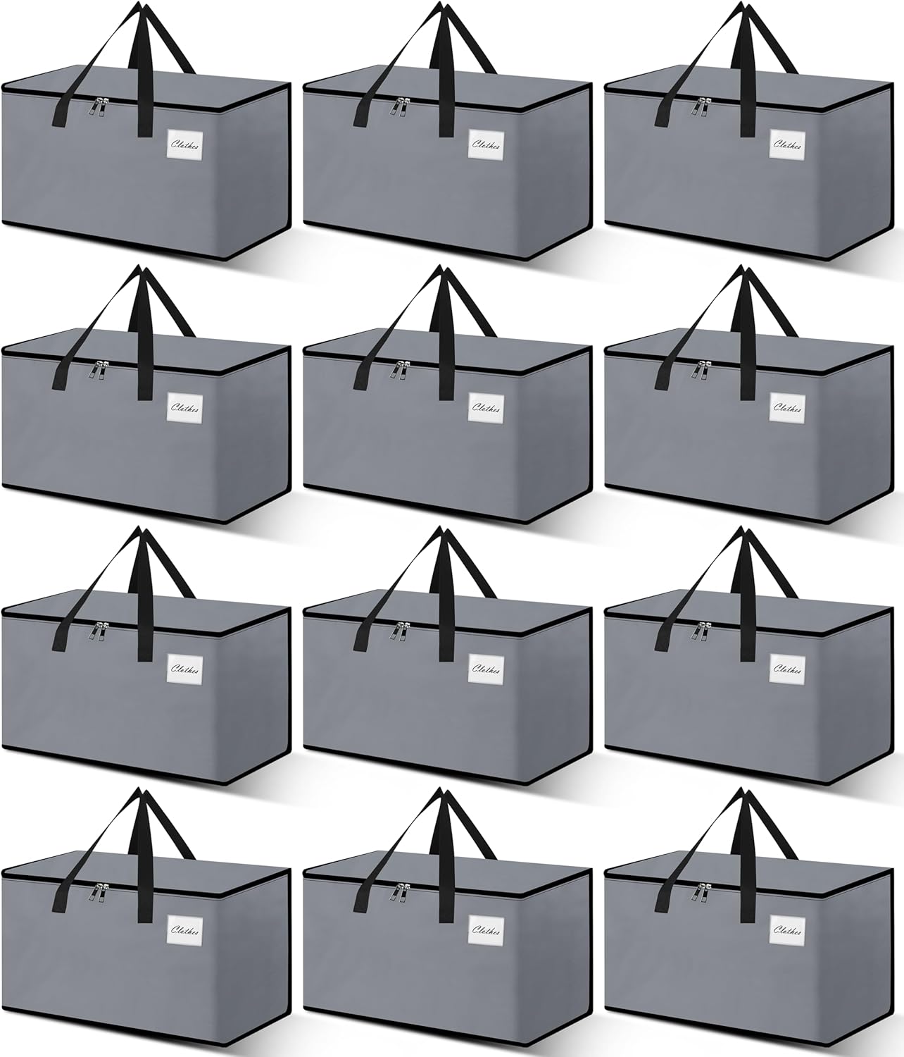Heavy Duty Moving Bags - Extra Large Packing Bags and Storage Totes, Collapsible and Foldable Option for Moving and Storage, Grey, 125 L - 12 Pack