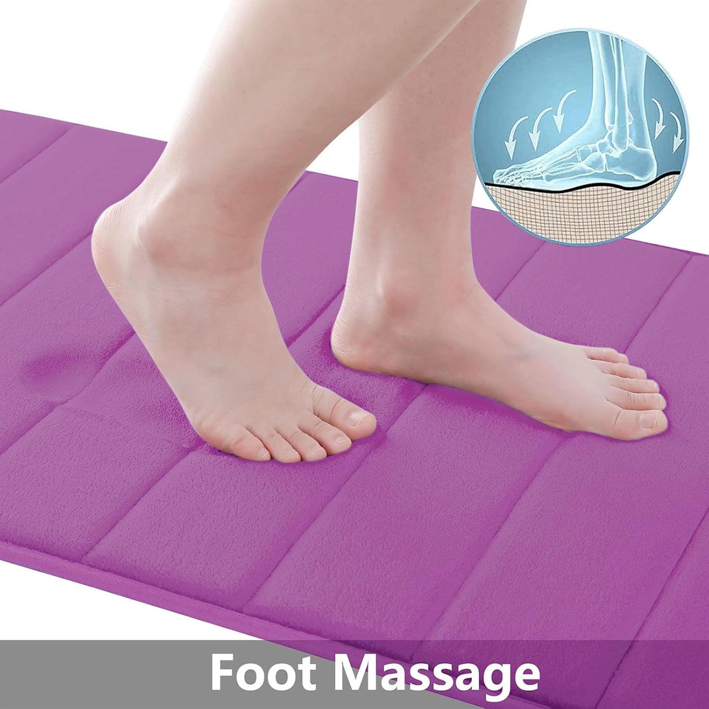 Buganda Memory Foam Bath Mat, 55" x 24", Ultra Soft and Non-Slip Bathroom Rugs, Water Absorbent and Machine Washable Bath Rug Runner for Bathroom, Shower, and Tub, Violet