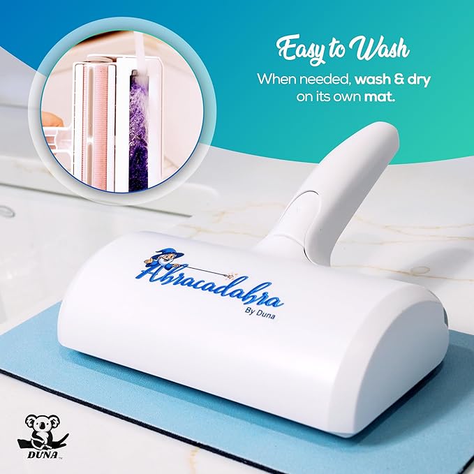 Duna Abracadabra Washable Pet Hair Remover Brush – Dog & Cat Hair Roller for Furniture, Carpet, Clothes & Bedding | Washable, Eco-Friendly Fur Remover with Cleaning Mat for Home & Travel