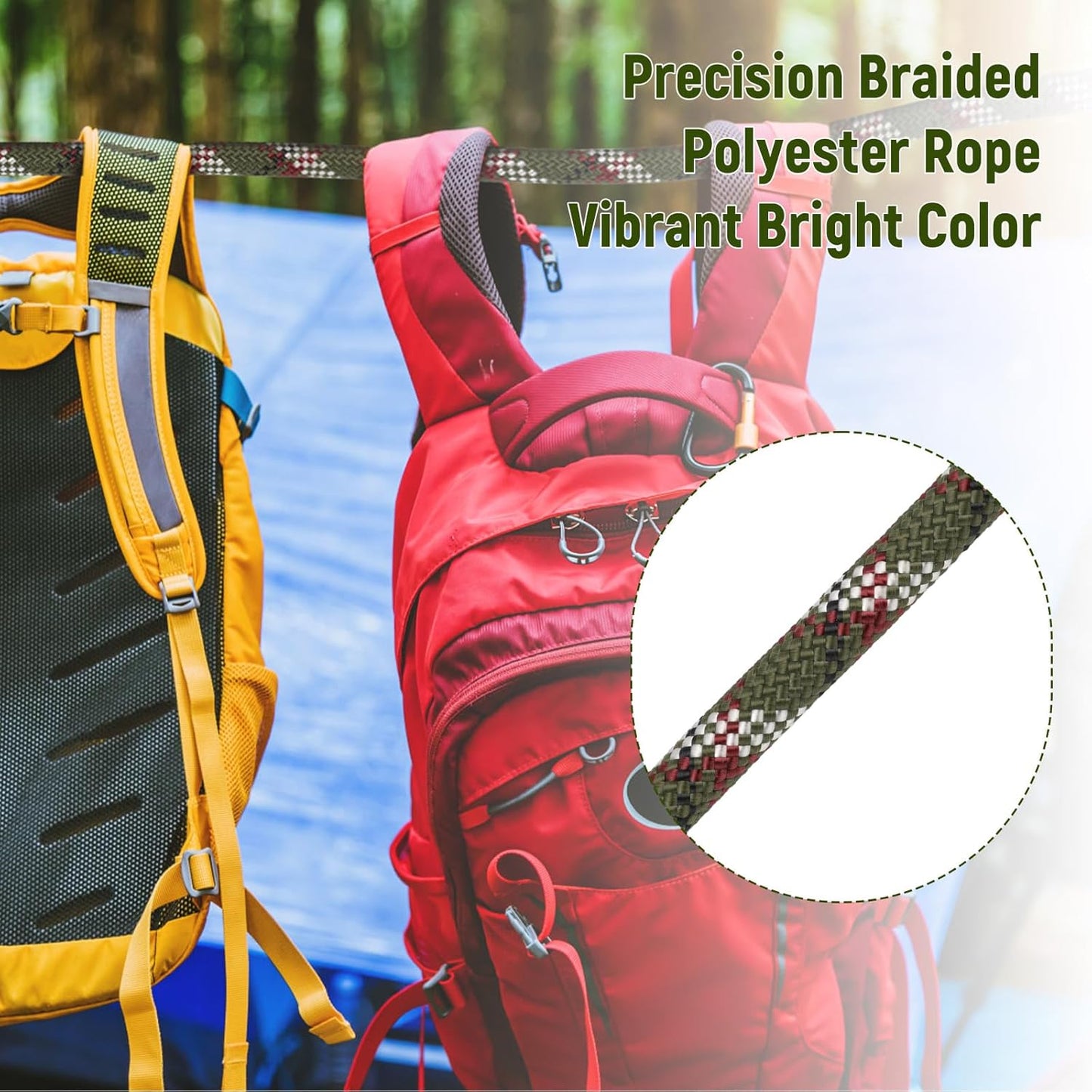 Arborist Rope Climbing Rope Outdoor Rope Sailing Rope Heavy Duty Rope 1/2 Inch Rope 48 Strands Bull Rope for Construction Climbing Swing Sailing