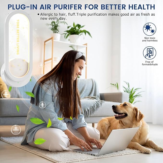 Air Purifier Plug In for Home Night light design,Air Ionizer Purifier Plug In,Portable Negative Ion Generator,Ionic Air Freshener For Pet Odor,Kitchen Odor,Dust,Smoke Smell