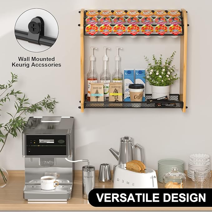 K Cup Holder Coffee Pod Organizer for Coffee Bar Accessories, K Cup Holders for Counter, Large Capacity K Cups Holder, Easy Assembly Coffee Station Organizer for Countertop (28 Coffee Pods At Least)