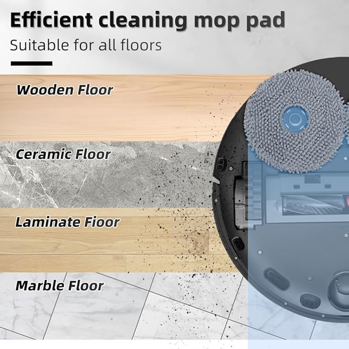 8 Pack Mop Pads for Roborock QV 35A/Qrevo S/Q Revo/Qrevo Pro/Qrevo Plus/Qrevo Master/Qrevo Slim/Qrevo Curv/Qrevo Edge Robot Vacuum Cleaner, Spin Cleaning Pads Replacement Parts Accessories